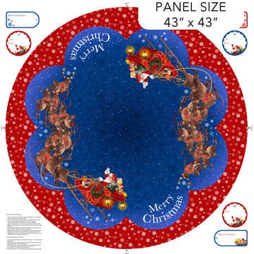 Twas The Night Before Christmas Treeskirt Panel 43"x43"Indigo Multi Simon Treadwell Northcott Cotton Fabric