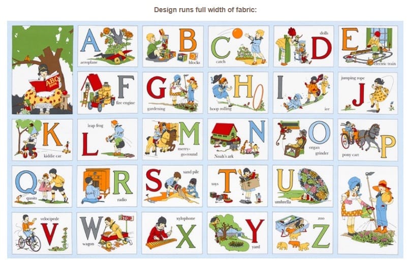My ABC Book Panel 36" Vintage Darlene Zimmerman Robert Kaufman Cotton Cotton RK-ADZ-16624-200