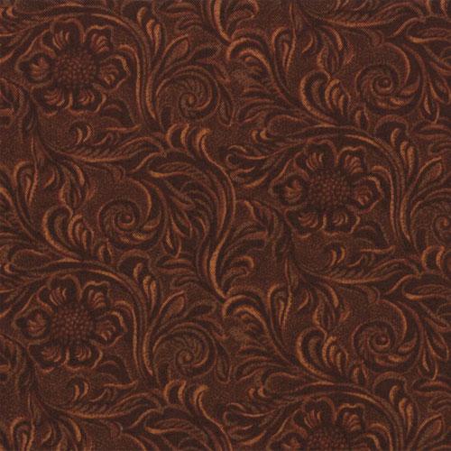 Western Basics Southwestern Tooled Leather Brown Sara Khammash Moda Cotton Fabric MD-11216-15
