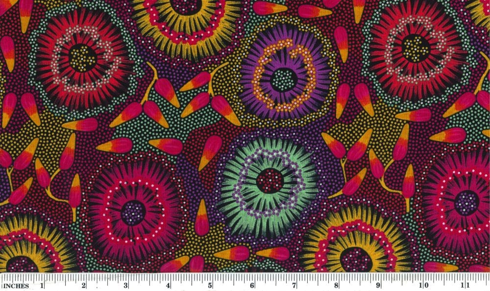 Wild Bush Banana Red Lauren Daneic M&S Textiles Australia Cotton Fabric MSTA-WBBR-Red