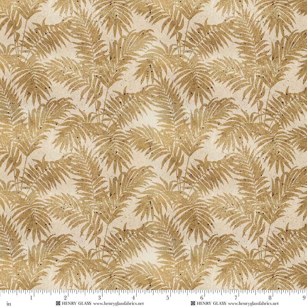 Window to Paradise Leaves Texture Sand Beige Lisa Sparling Henry Glass Cotton Fabric HG-2329-31