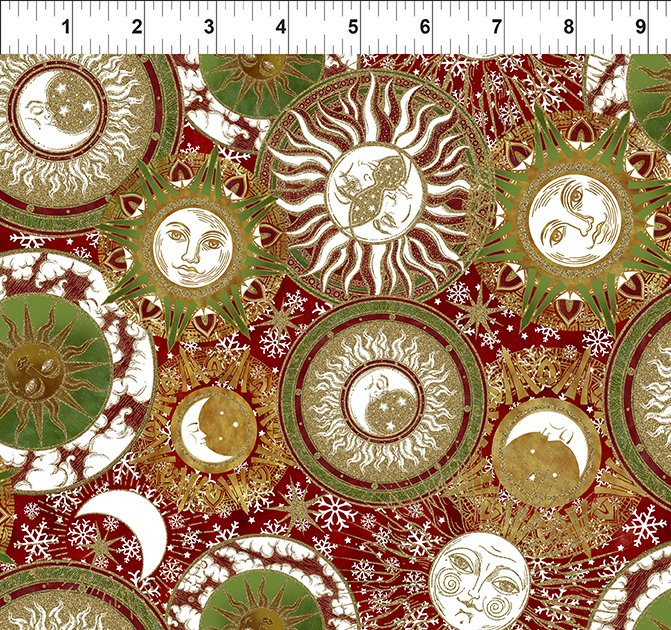 Winter Solstice II Celestial Multi Gold Metallic In the Beginning Fabric Cotton Fabric ITB-4WS-1M