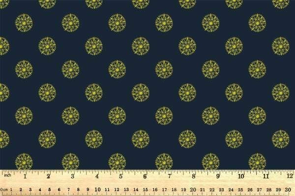 Winter Solstice Shining Star Midnight Blue Gold Metallic Lewis and Irene Cotton Fabric LI-L59C