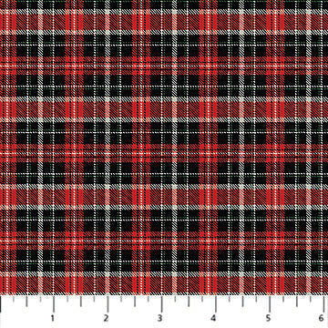 Winter Song Plaid Black Red Deborah Edwards Northcott Cotton Fabric NC-27808-24