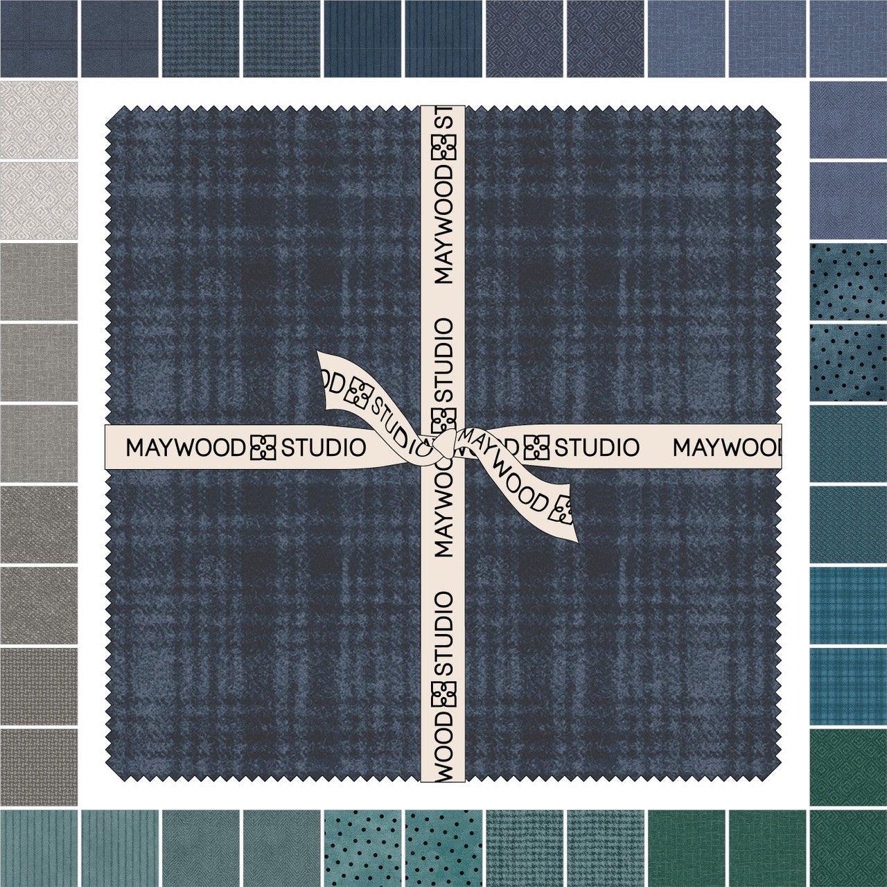 Woolies FLANNEL Stormy Seas 10" Squares Bonnie Sullivan Maywood Studio Cotton Fabric MS-SQ-MASWOF-Sts