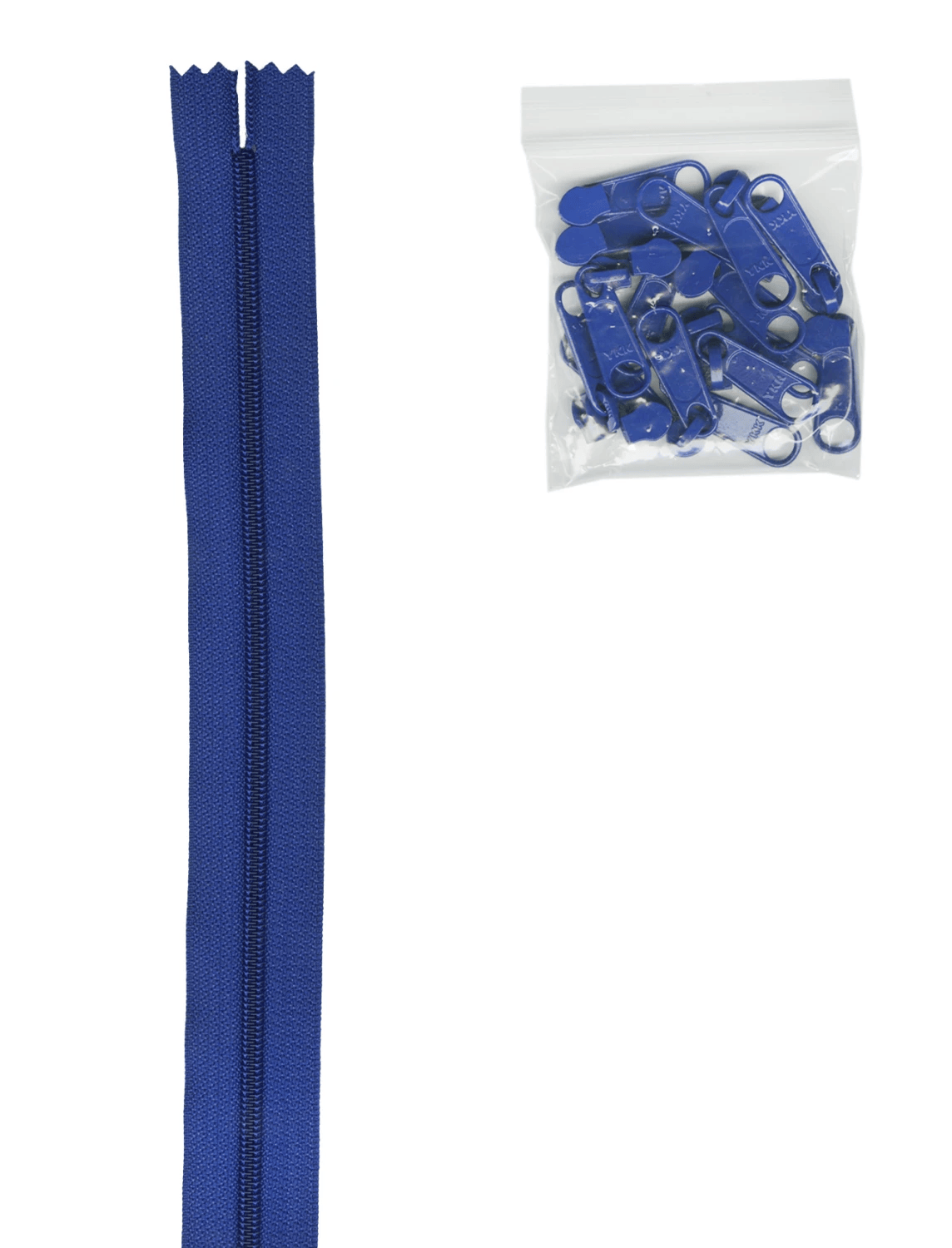 Zipper 4yds and 16 Extra-Large Coordinated Pulls Cobalt Blue ByAnnie's BYA-ZIPYD-225