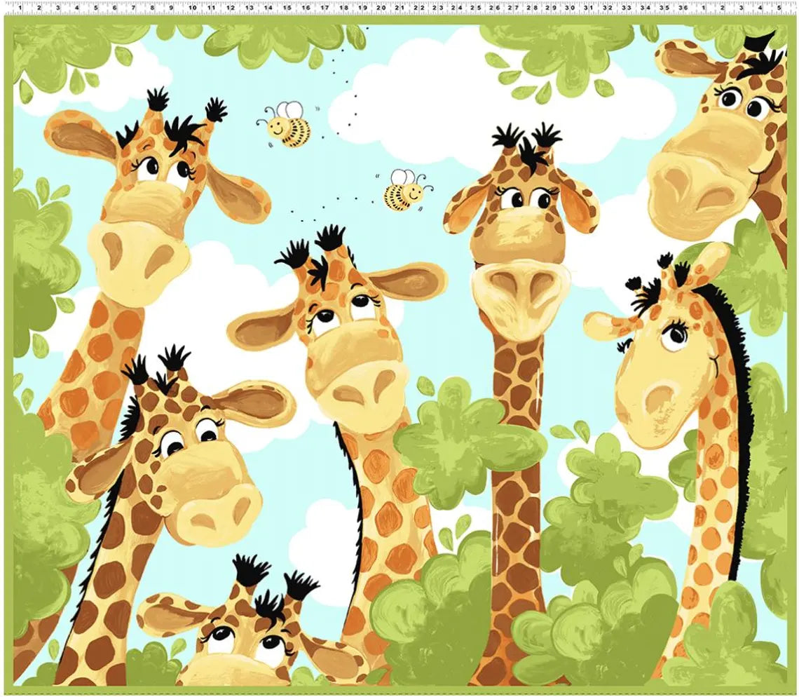 Zoe the Giraffe Play Mat Panel 36" Orange Susybee Clothworks Cotton Fabric CLT-SB20062-430