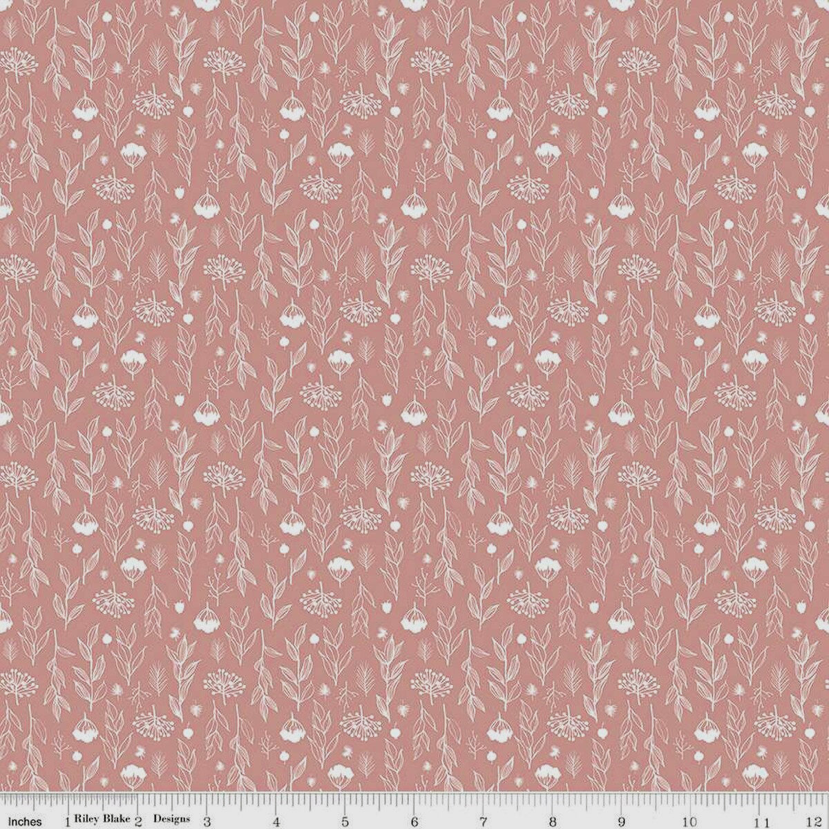 Evening on the Prairie C16748-PINK Silhouette Floral - 0.93m (approx. 36") Remnant