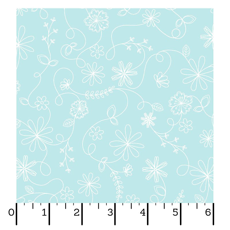 Kimberbell Basics Flannel MASF8261-Q2 Swirl Floral Aqua - Fat Quarter