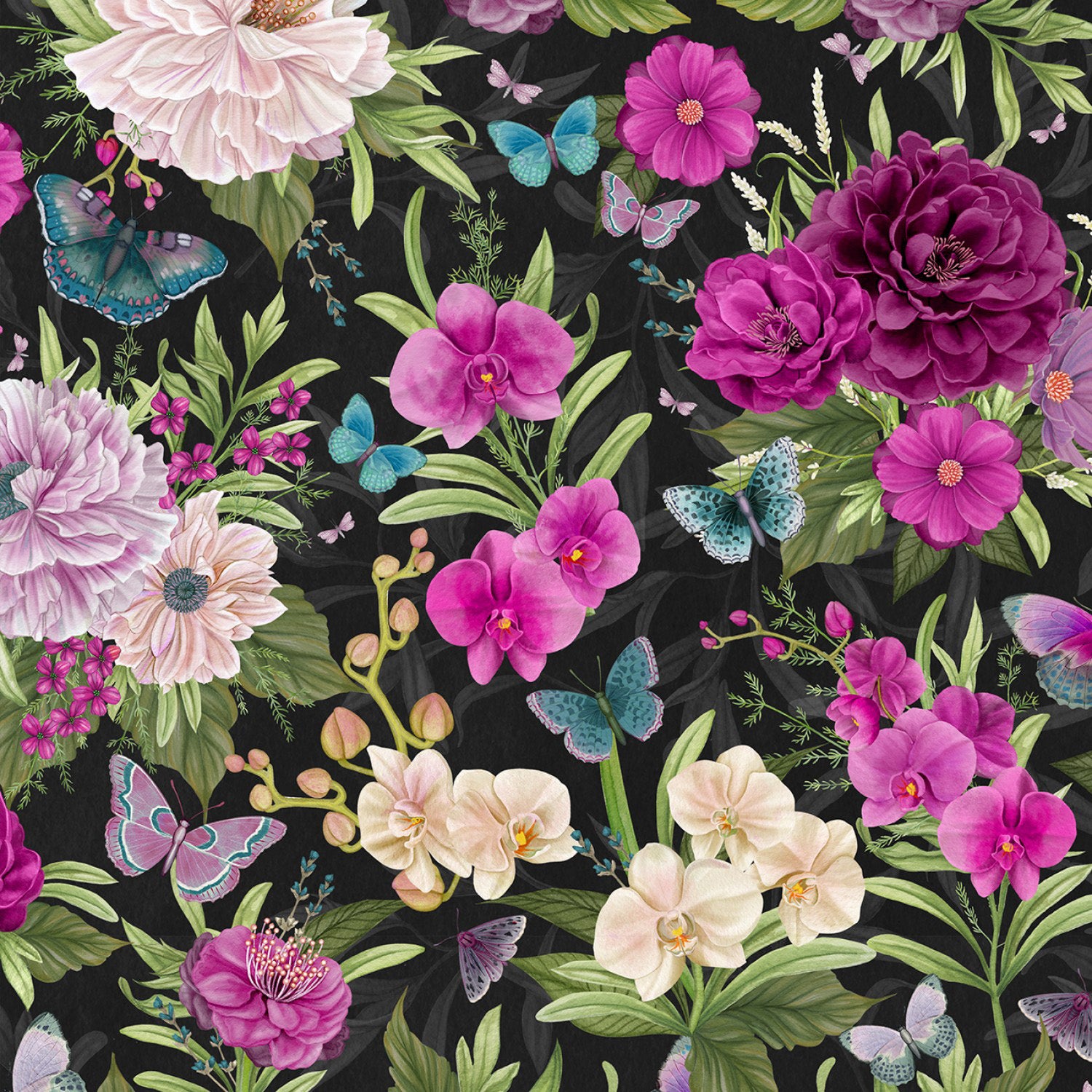 Midnight Garden 3017 27697 976 All Over Black Large Floral