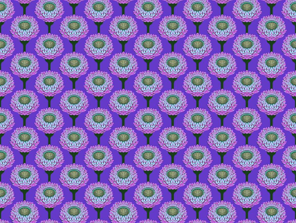Iconic Periwinkle Strawflower Fabric - AMT123-63C