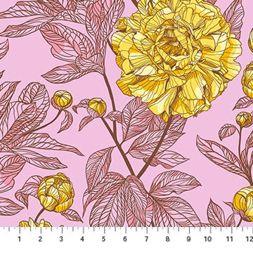 Indelible 108in Wide Back Peony Sunshine Pink Fabric BAMT1003-84