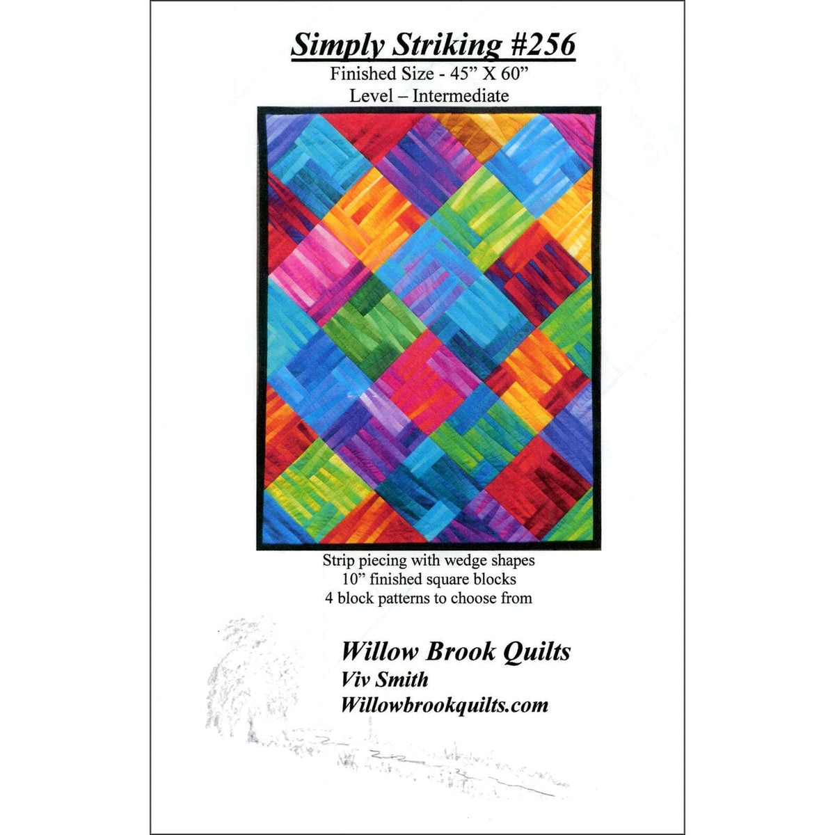 Simply Striking #256 - Quilt pattern - Gelato ombre fabrics - Maywood - Strip piecing & wedges - 4 block options - Willow Brook Quilts - C