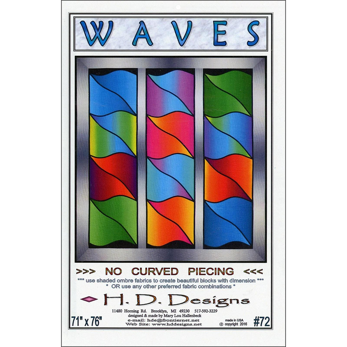 Waves - Quilt pattern - ombre fabrics - Mary Lou Hallenbeck - H D Designs - Lap or bed quilt - C
